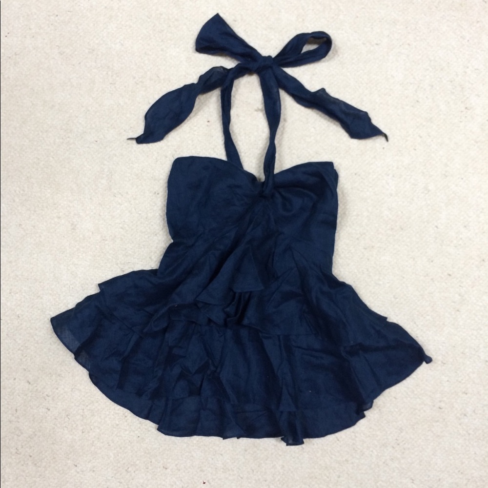 Ralph Lauren Navy linen Halter Top